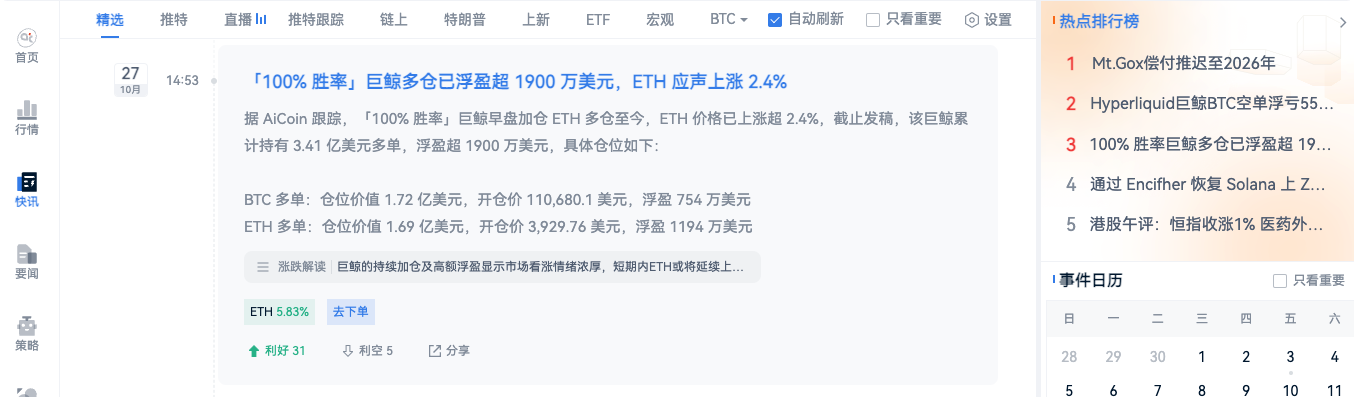 胜率100%!链上巨鲸多次现身,精准操盘带动市场行情_aicoin_图6 胜率100%!链上巨鲸多次现身,精准操盘带动市场行情_aicoin_图6