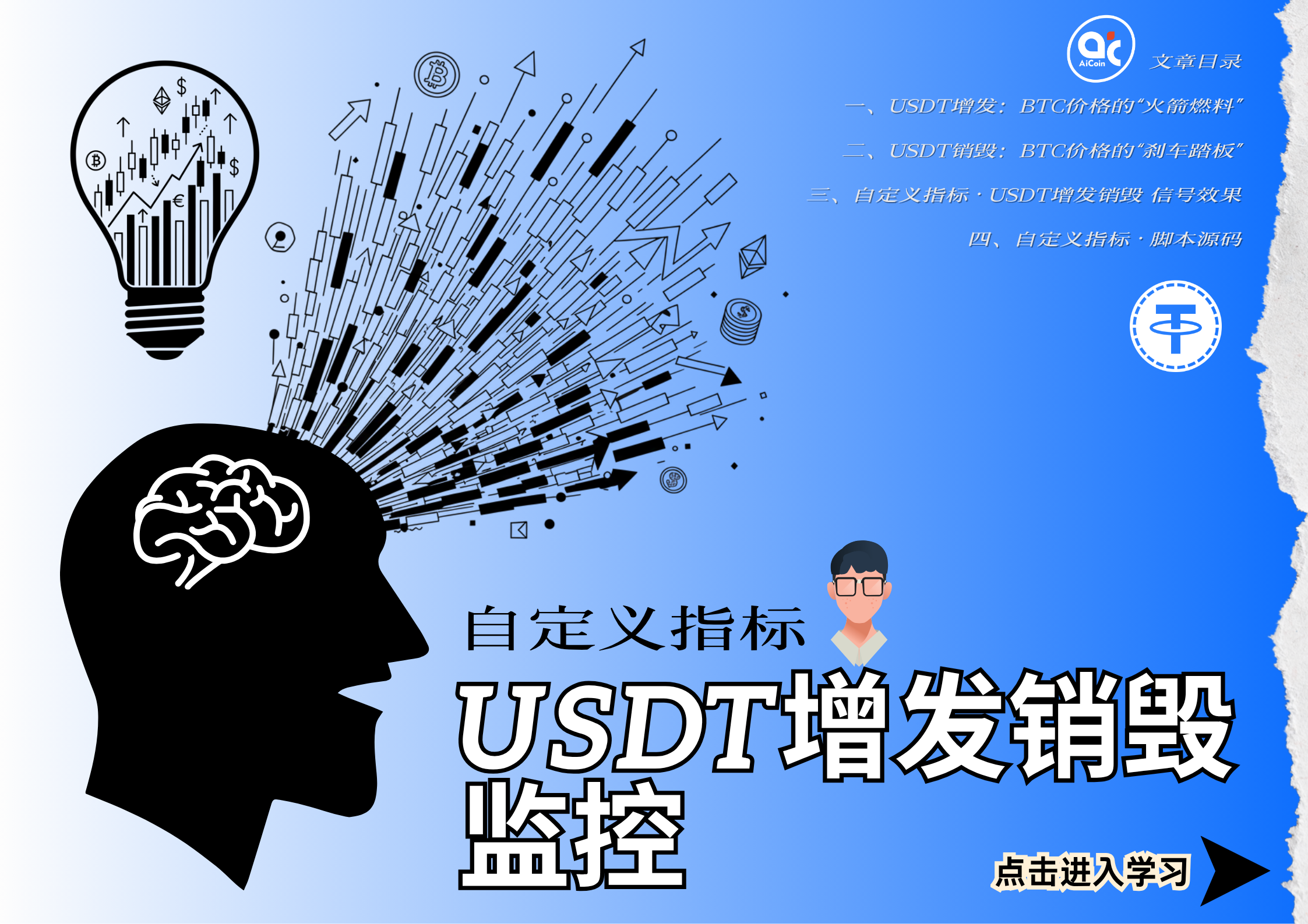 自定义指标 · USDT增发销毁监控
