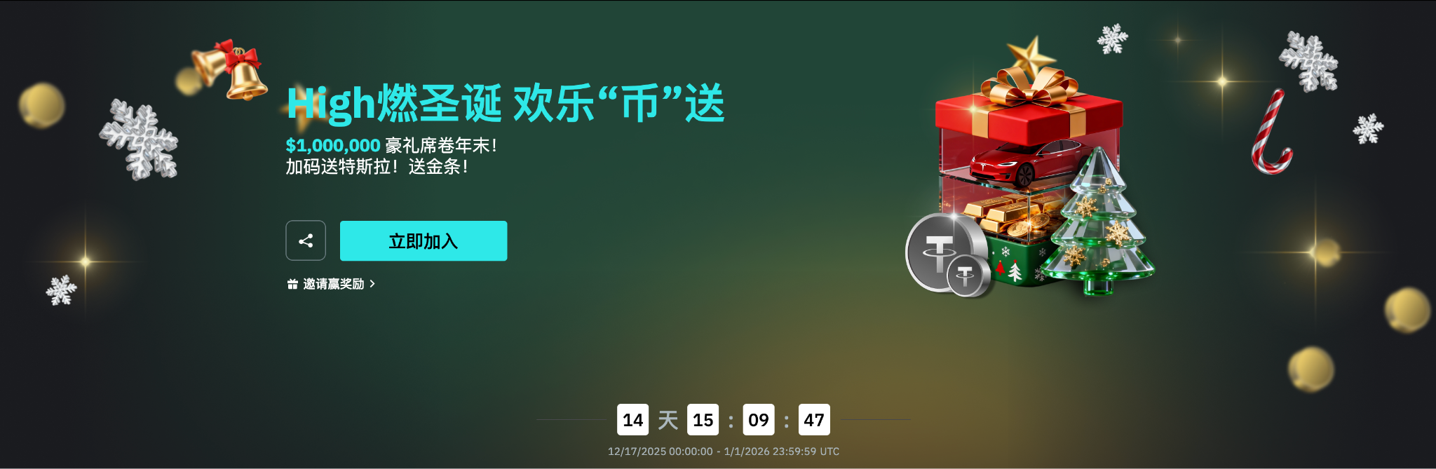 BitMart圣诞狂欢开启：百万豪礼+特斯拉+金条，多重活动助你开启财富之旅！_aicoin_图1